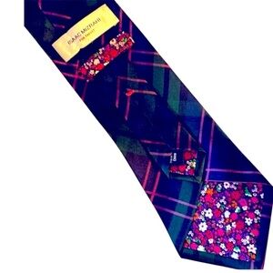 Issac Mizrahi NeckTie, 100% silk, Blue, green, pink, black, Stripes, Geo​​, NWOT